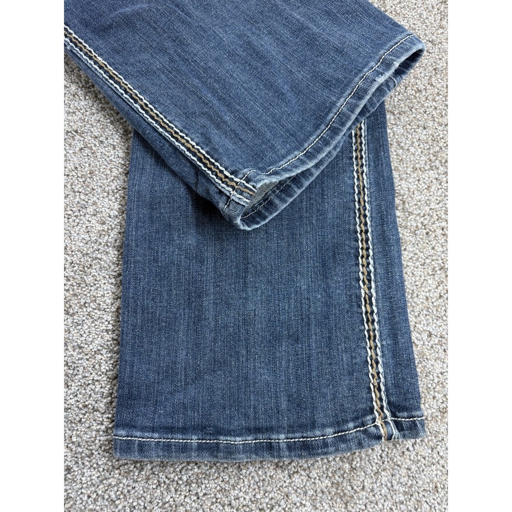 Cowgirl Tuff Don't Fence Me In Bootcut Jean Womens 31 Blue Saddle Stitch Western - Picture 4 of 11